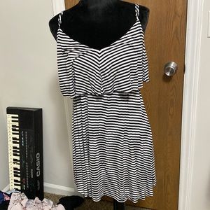 Black and white striped dress